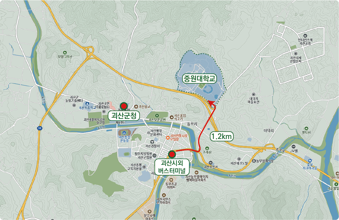 중원대학교 오시는 길 약도